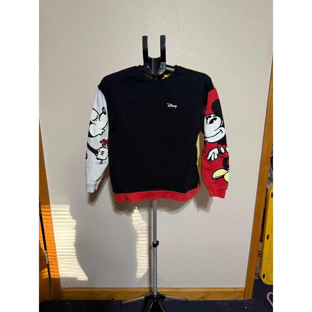 Zara Disney Mickey Minnie Mouse Colorblock Sweatshirt Kids Small‎ Black Yellow